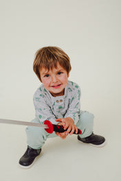 PACK JOGGER CEMENTO / POLERA ZORRITO CULPEO VERDE