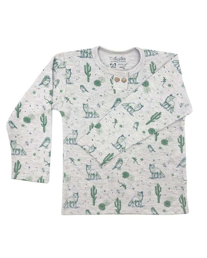 PACK JOGGER CEMENTO / POLERA ZORRITO CULPEO VERDE