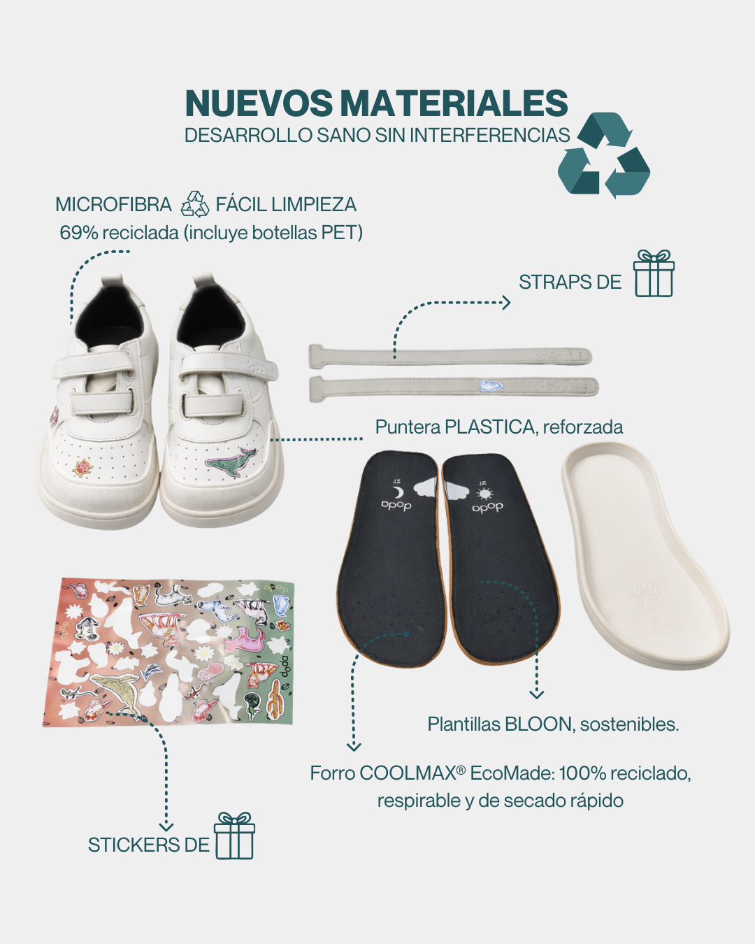 SUKI SCHOOL ♻️  PUNTERA PLÁSTICA REFORZADA (velcro extra gris y stickers de 🎁)