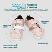 PUMI |  ZAPATILLA BAREFOOT ROSA KIDS (velcros extra Rosa metal y stickers 🎁)