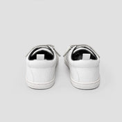 PUMO SCHOOL | ZAPATILLA BAREFOOT BLANCA KIDS ♻️  PUNTERA PLASTICA REFORZADA (velcro extra gris y stickers de 🎁)