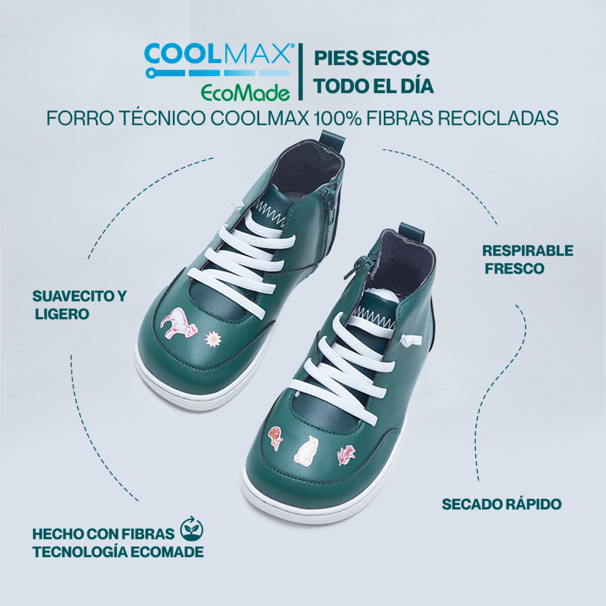 RUMI VERDE | BOTÍN BAREFOOT KIDS (stickers 🎁)