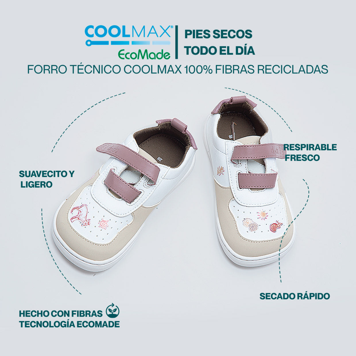 SUKI ARENA | ZAPATILLA BAREFOOT KIDS (velcros extra en tinto + stickers de 🎁)