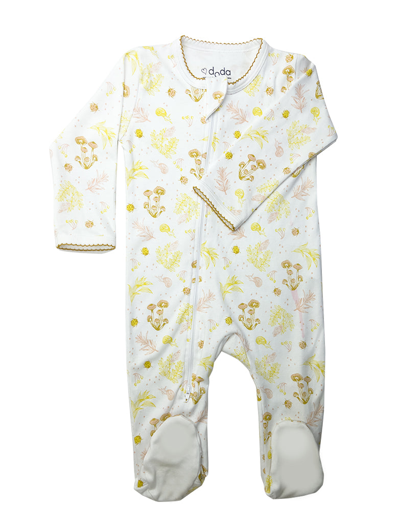 Pack pijamas flora tierra y body  pudu blanco orgánico